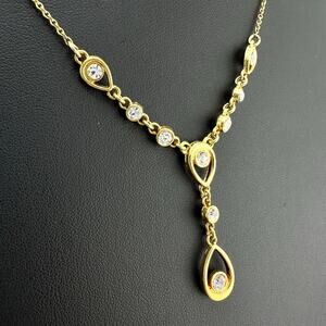 Avon Vintage Style Crystal Rhinestone Bezel Teardrop Elegant 20" Necklace